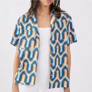 BDG Urban Outfitters Dylan Linen Souvenir Button-Down Shirt 🆕